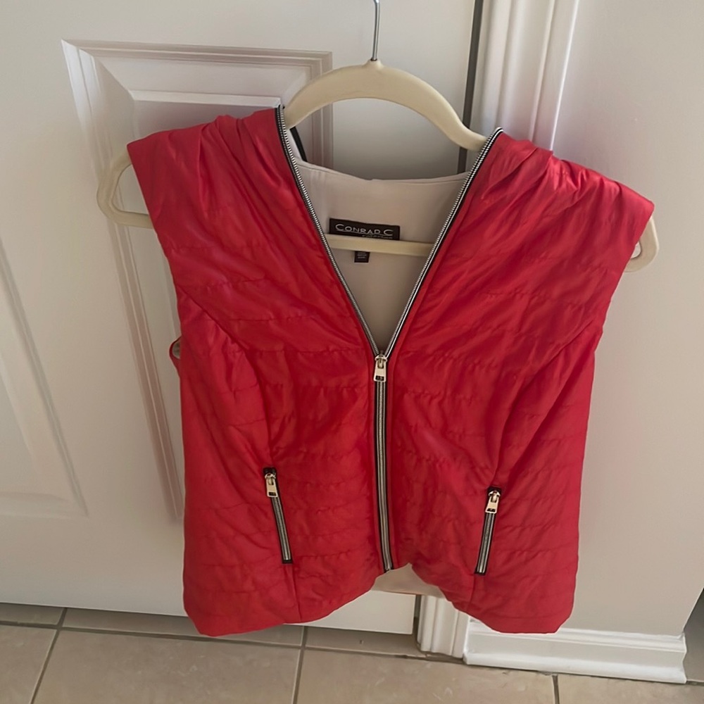 Red quilted fashion vest